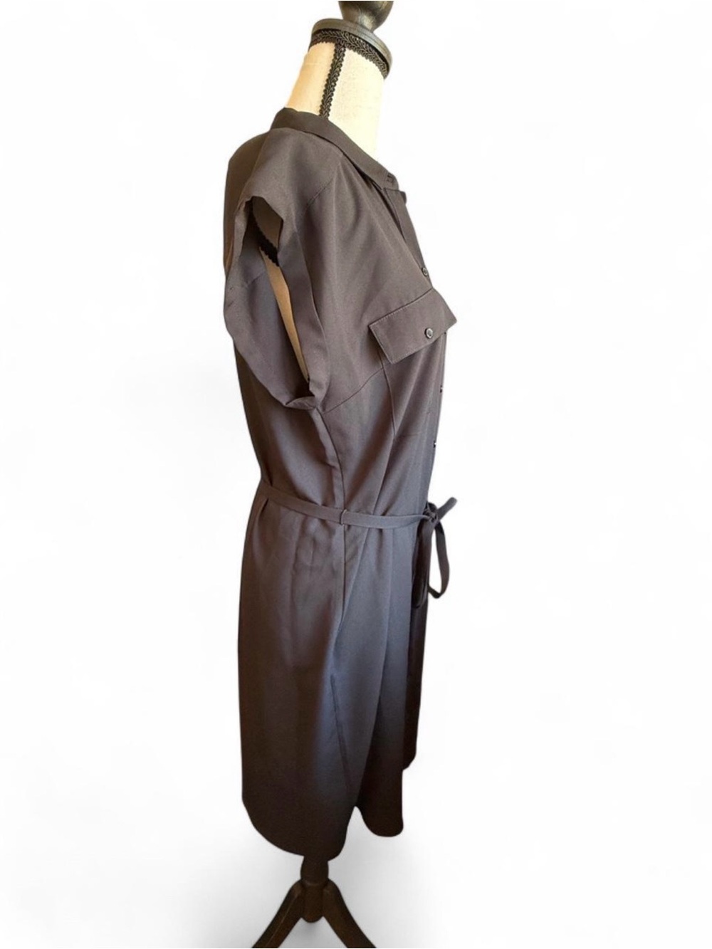 Express Charcoal Gray Utility Belted Shirt Dress M - Picture 3 of 9
